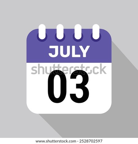 calendar 3 july icon Vector Illustration background.