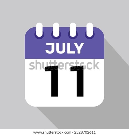 calendar 11 july icon Vector Illustration background.