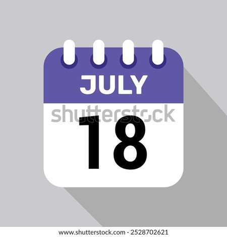 calendar 18 july icon Vector Illustration background.