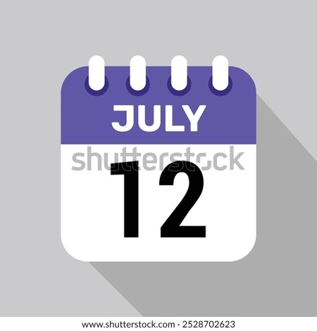 calendar 12 july icon Vector Illustration background.