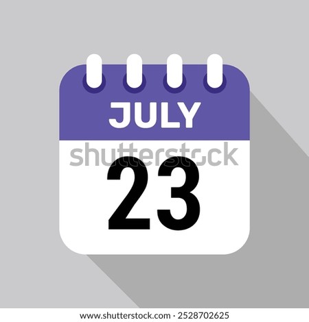 calendar 23 july icon Vector Illustration background.