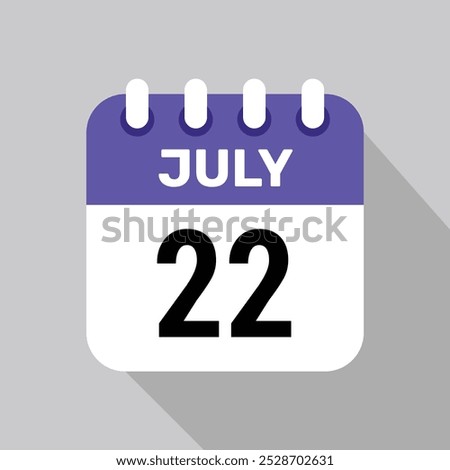 calendar 22 july icon Vector Illustration background.