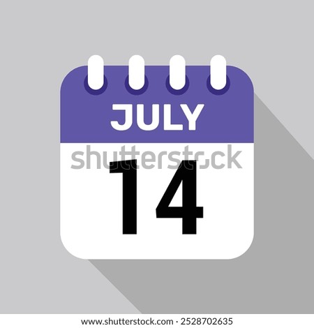 calendar 14 july icon Vector Illustration background.