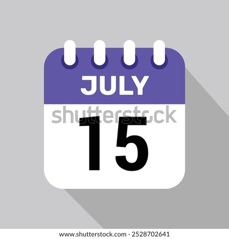 calendar 15 july icon Vector Illustration background.