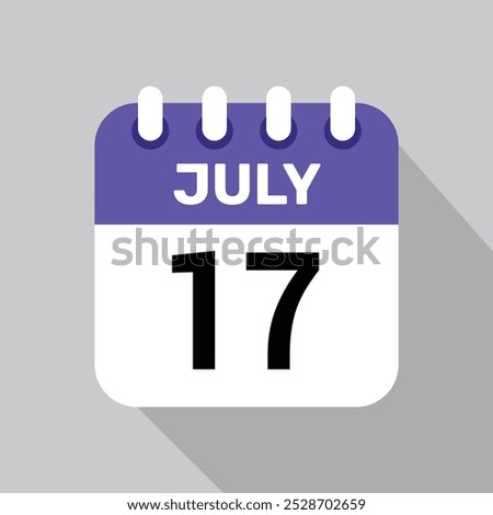 calendar 17 july icon Vector Illustration background.