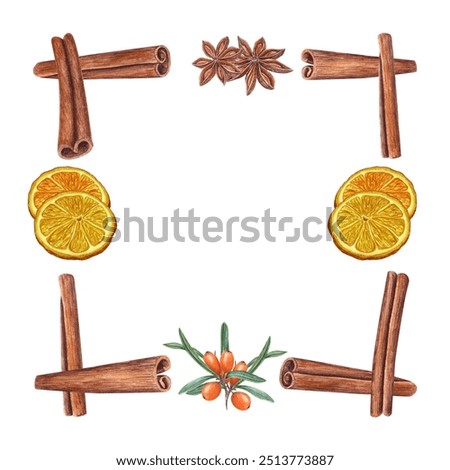 Similar – Image, Stock Photo Mandarine fruits and cinnamon sticks styled on blue cloth background, flat lay, winter theme