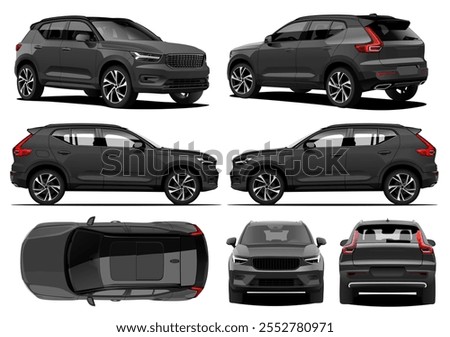 Realistic vector isolated dark car SUV 