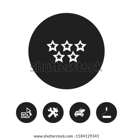 Set of 5 editable structure icons. Includes symbols such as 5 starts, mixer concrete, spatula and more. Can be used for web, mobile, UI and infographic design.