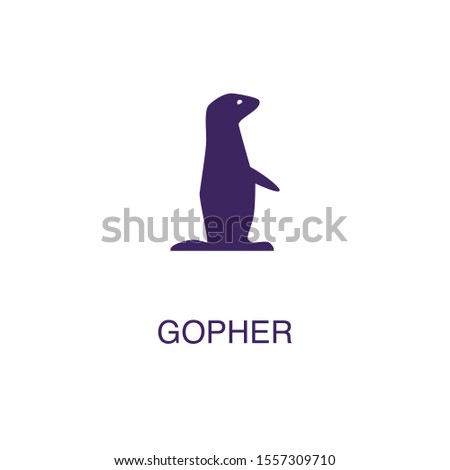 Gopher element in flat simple style on white background. Gopher icon, with text name concept template