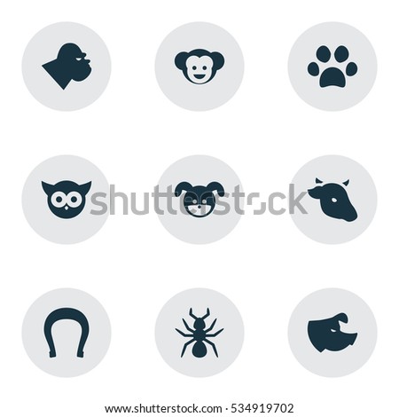 Set Of 9 Editable Zoo Icons. Includes Symbols Such As Forepaw, Puppy, Sow And More. Can Be Used For Web, Mobile, UI And Infographic Design.