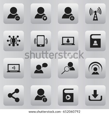 Set Of 16 Editable Web Icons. Includes Symbols Such As Publish, Song List, Thinking Man And More. Can Be Used For Web, Mobile, UI And Infographic Design.