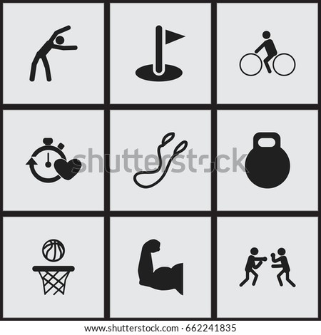 Set Of 9 Editable Lifestyle Icons. Includes Symbols Such As Bicycle Rider, Fight, Health Time And More. Can Be Used For Web, Mobile, UI And Infographic Design.