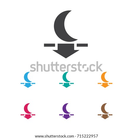Vector Illustration Of Weather Symbol On Moon Down Icon. Premium Quality Isolated Lunar Element In Trendy Flat Style.