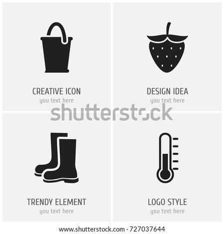 Set Of 4 Editable Planting Icons. Includes Symbols Such As Waterproof Shoes, Bucket, Temperature And More. Can Be Used For Web, Mobile, UI And Infographic Design.