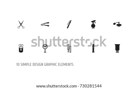 Set Of 10 Editable Coiffeur Icons. Includes Symbols Such As Looking-Glass, Clippers, Glass Spray And More. Can Be Used For Web, Mobile, UI And Infographic Design.