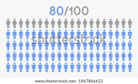 80 percent people icon graphic vector,man pictogram concept,eighty percent.