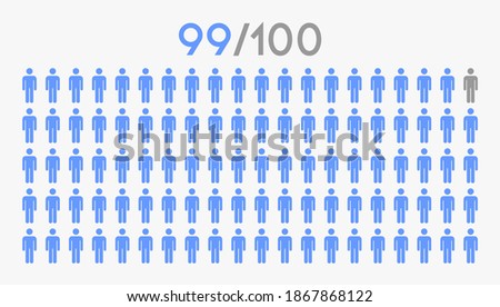 99 percent people icon graphic vector,man pictogram concept,ninety nine percent.
