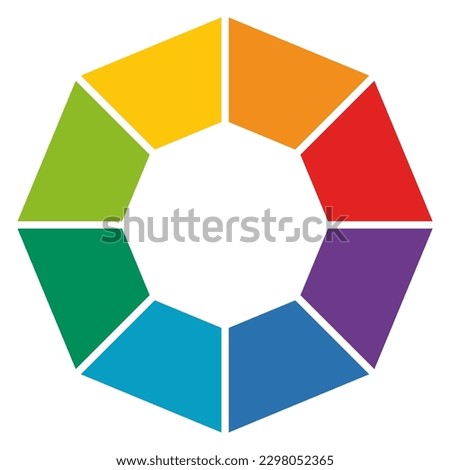 Octagon chart with 8 steps colorful diagram vector illustration.