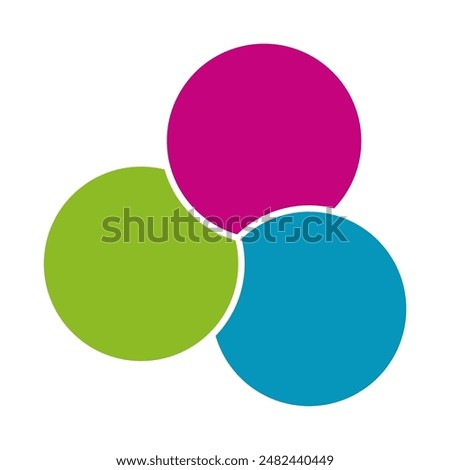 Colorful infographic chart with overlapping circular shapes.Graphic circle divided in 3 segments.Vector,illustration.