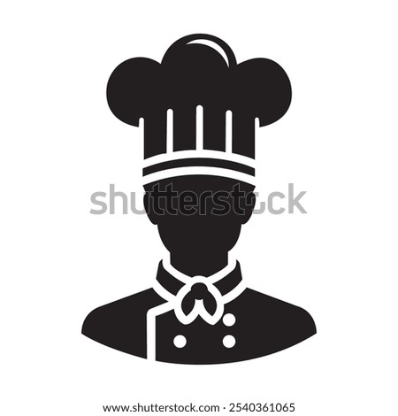 Chef vector illustration. Chef silhouette flat design. Chef logo. Black and white chef icon vector.