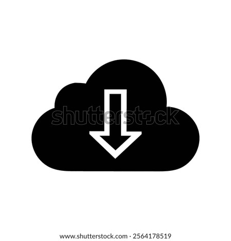 Cloud download icon. Download cloud arrow vector. Download cloud computing filled vector sign. Download symbol.