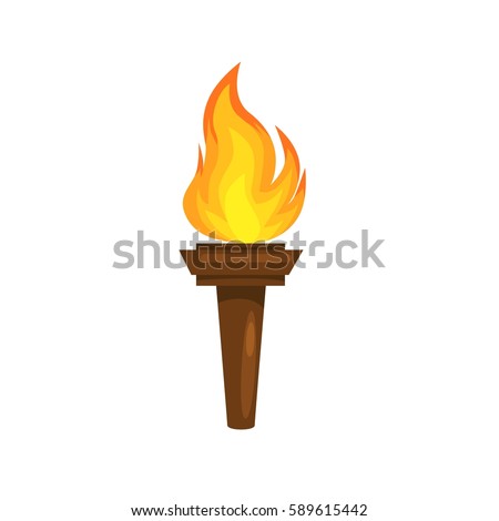 vector illustration of  Torch icon isolated on white background. Fire. Symbol of Olympic games. Flaming figure. 