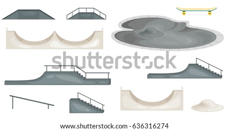 Similar – Image, Stock Photo Skateboard arena in the evening sun, cordoned off with red and white flutterband | Corona Thoughts