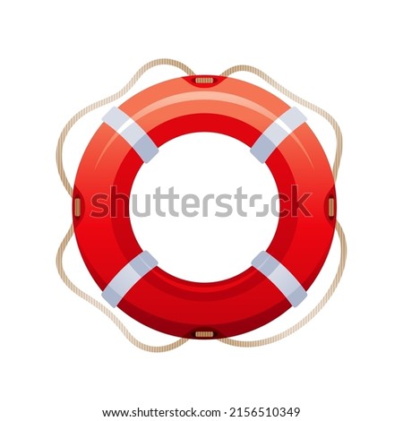 Life buoy ring. Vector lifebuoy. Rescue float belt. Life guard sea icon. Safety preserver. Sos lifesaver illustration. Red lifebelt  lifebuoy with rope. Save guard swim help circle. Red life buoy ring