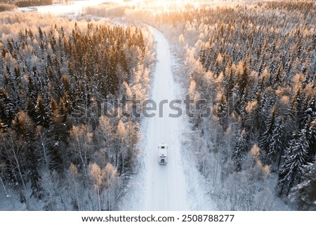 Similar – Image, Stock Photo Winter road in a forest