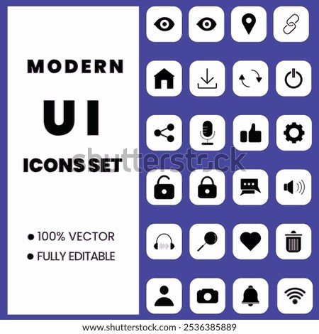 Modern UI icons set with stroke and fill,  useful for designers, and 100% vector.