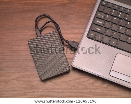portable hard drive and laptop computer