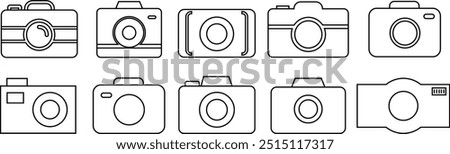 photo camera of rounded square shape icon in line set. different style vector for apps or website Photography raster image gallery symbol, sign. Isolated on transparent background