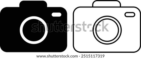 photo camera of rounded square shape icon in flat line set. different style vector for apps or website Photography raster image gallery symbol, sign. Isolated on transparent background