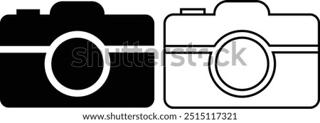 photo camera of rounded square shape icon in flat line set. different style vector for apps or website Photography raster image gallery symbol, sign. Isolated on transparent background