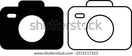 photo camera of rounded square shape icon in flat line set. different style vector for apps or website Photography raster image gallery symbol, sign. Isolated on transparent background