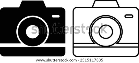 photo camera of rounded square shape icon in flat line set. different style vector for apps or website Photography raster image gallery symbol, sign. Isolated on transparent background