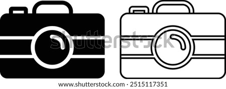 photo camera of rounded square shape icon in flat line set. different style vector for apps or website Photography raster image gallery symbol, sign. Isolated on transparent background