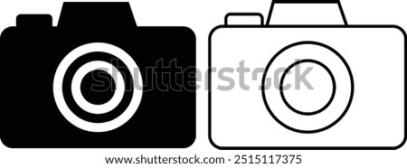 photo camera of rounded square shape icon in flat line set. different style vector for apps or website Photography raster image gallery symbol, sign. Isolated on transparent background