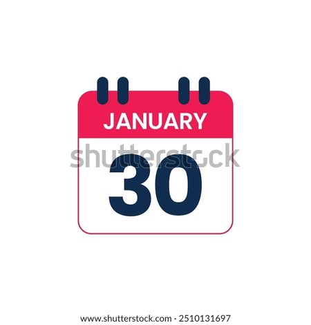 January 30Calendar Date vector icon, Calender Day for Appointment or Deadline
