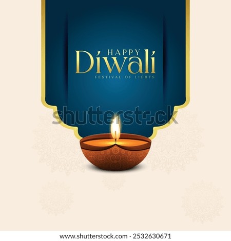 Happy Diwali Celebration Background. Diwali Festival Of Lights Banner with Diya Vector Illustration. Happy Diwali Social Media Post Template.