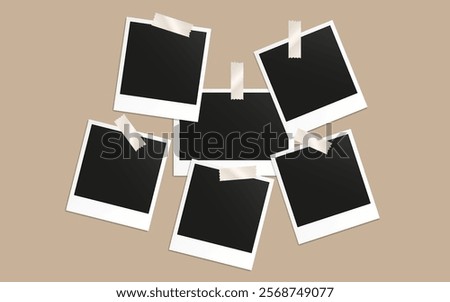  Set of photo frame mockup displayed on a brown background. realistic postcard. Mockup photo frames.