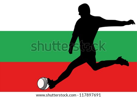 The flag of Bulgaria with a football player