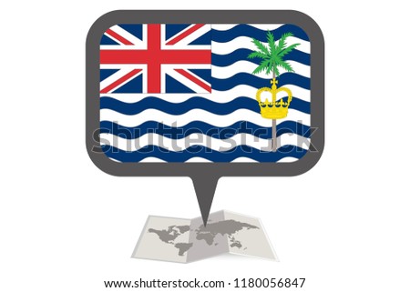 An Illustrated Map and Pointer with the Country Flag of  British Indian Ocean Territory