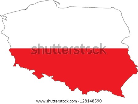 Country Shape Outlined And Filled With The Flag Of Poland Stock Vector ...