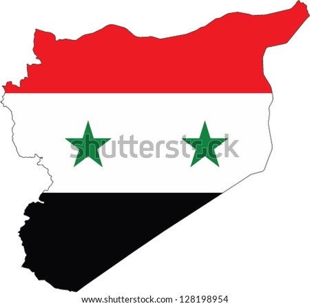 Country shape outlined and filled with the flag of Syria
