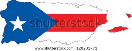 Country Shape Outlined And Filled With The Flag Of Puerto Rico Stock ...