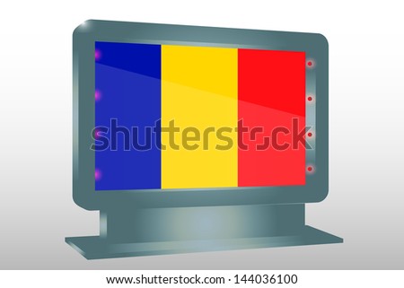 3D Vector Illustration of a Glass Holder isolated with the flag of Romania