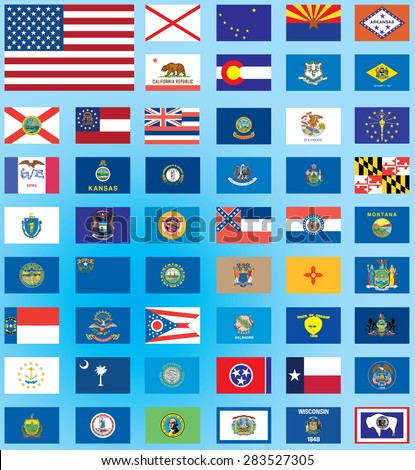 Illustrated Flags from the continent of the United States of America