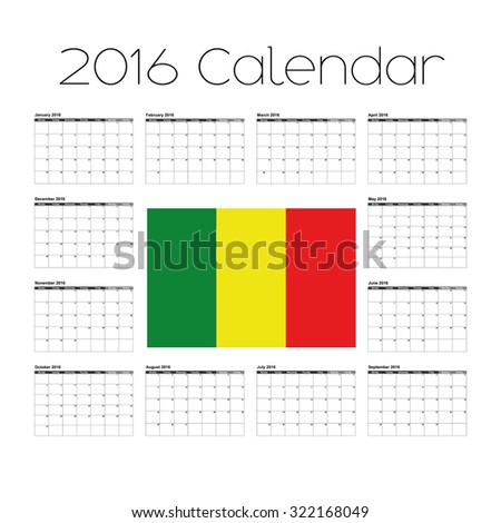 A 2016 Calendar With The Flag Of Mali Stock Photo 322168049 : Shutterstock