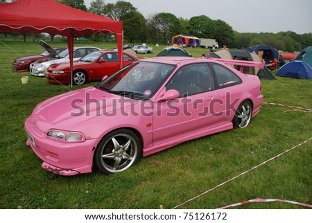 WAKEFIELD, ENGLAND - MAY 10: Pink Honda Civic on Display at the Annual Rising Sun Car Show on May 10, 2008 in Wakefield, England, UK.  Norton Priory is host to the show